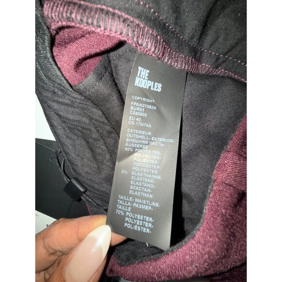 The Kooples Womens Burgundy Tailored Pants Trouser Straight Leg Career - Picture 7 of 16